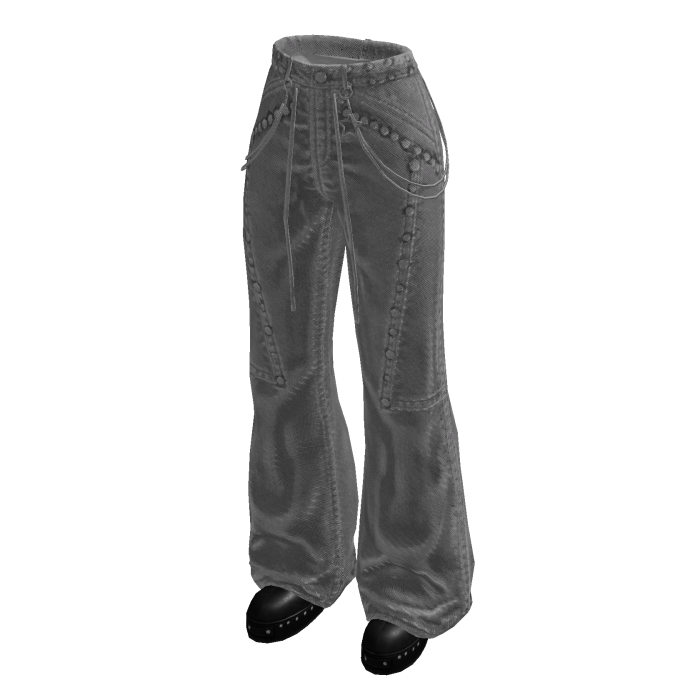 Baggy Pants with Curved Seams (Gray)