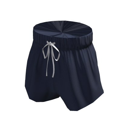 Cotton High-Waisted Shorts - Navy thumbnail