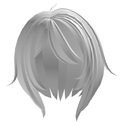 cute messy short hair with long bangs in white Roblox item