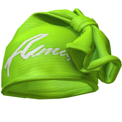Lime Green & White Knotted Wrap Cap Beanie