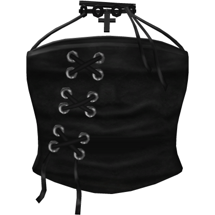 Distressed Black Lace-up Corset Top