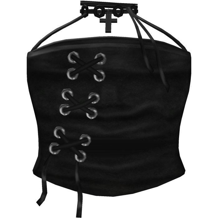 Distressed Black Lace-up Corset Top