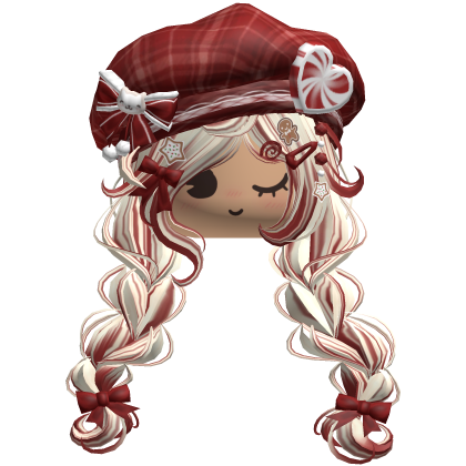 ♡ Christmas Preppy Holiday Braids (Beige & Red)