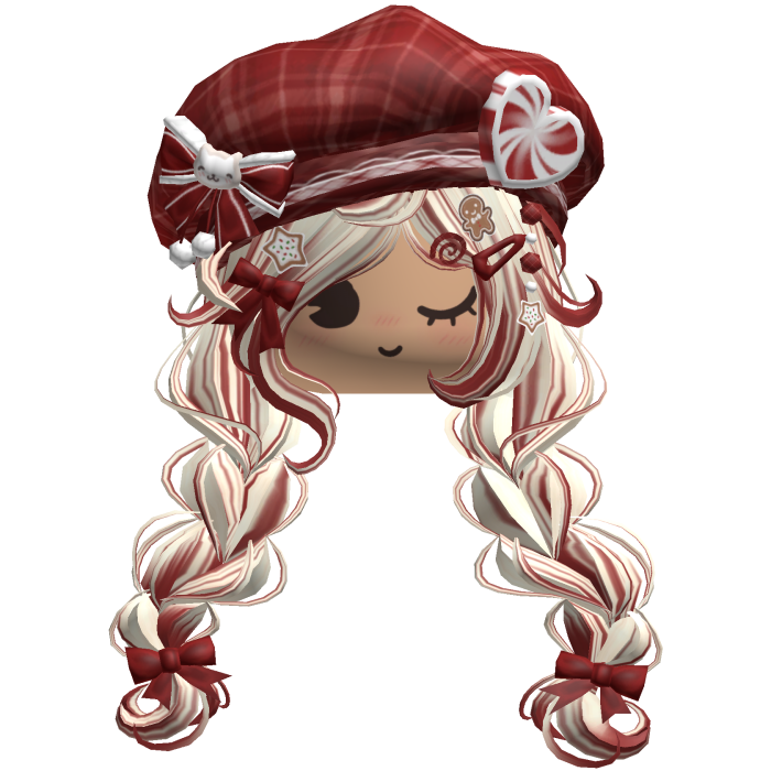 ♡ Christmas Preppy Holiday Braids (Beige & Red)