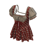 💛Y2K Gingham Heart Puff Sleeve Dress[SUSIE]