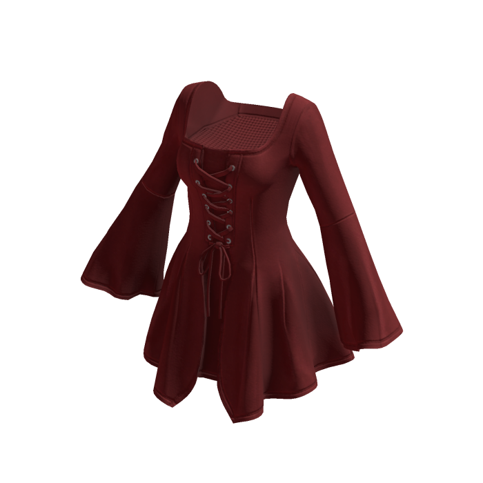 Lace Up Bell Sleeve Mini Dress (Maroon)