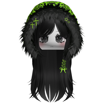 Neon Green Leopard Hood Girl Black
