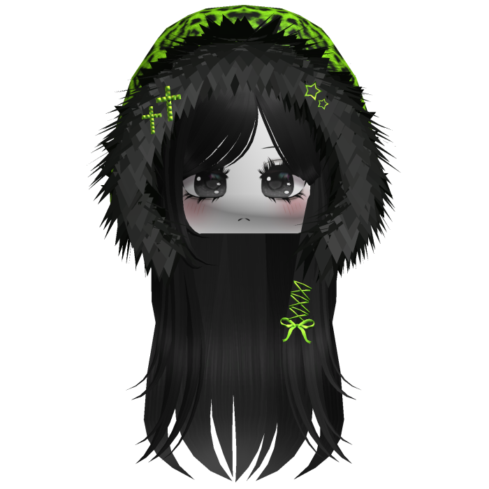 Neon Green Leopard Hood Girl Black