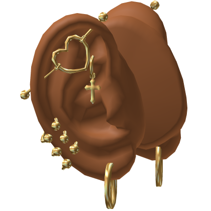 Ears w Gold Piercings Set 4