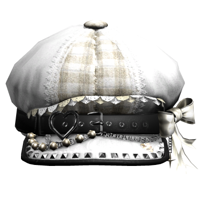 Fashionable White Plaid Beret Hat