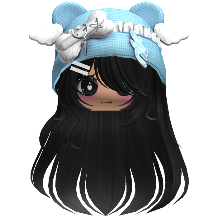 Cute Long Black hair Cap Cat Y2k