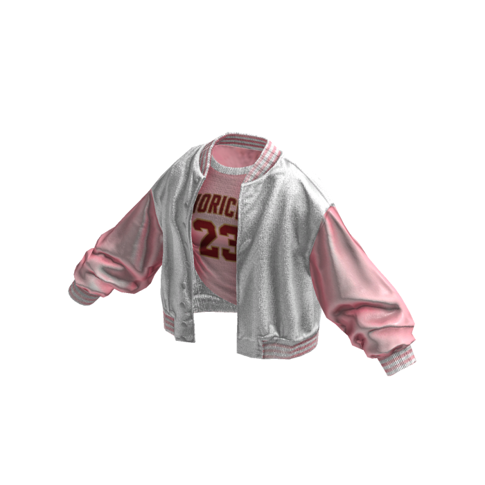 Stylish Leather Jacket Messy Shirt (White Pink)