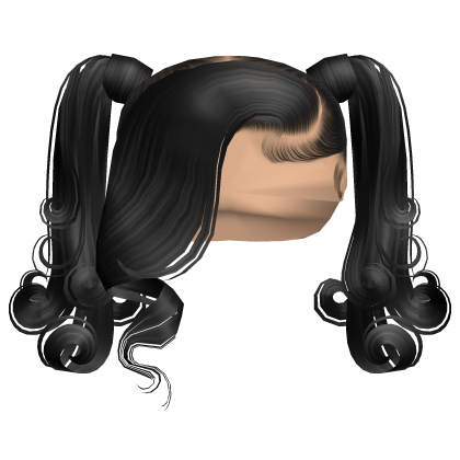 ☆ | Black Swirly Pigtails W Side Bang