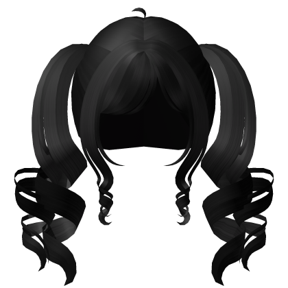 ♡ cutecore giant curly pigtails in black .・ Roblox item