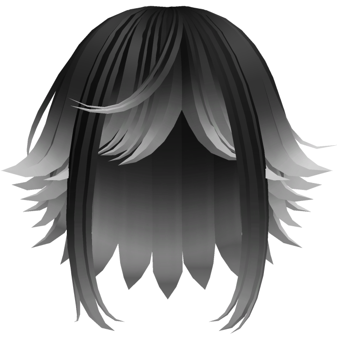 kawaii messy short hair with tufts in black white