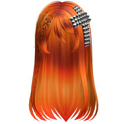 emo scene long hair w cross orange leopard