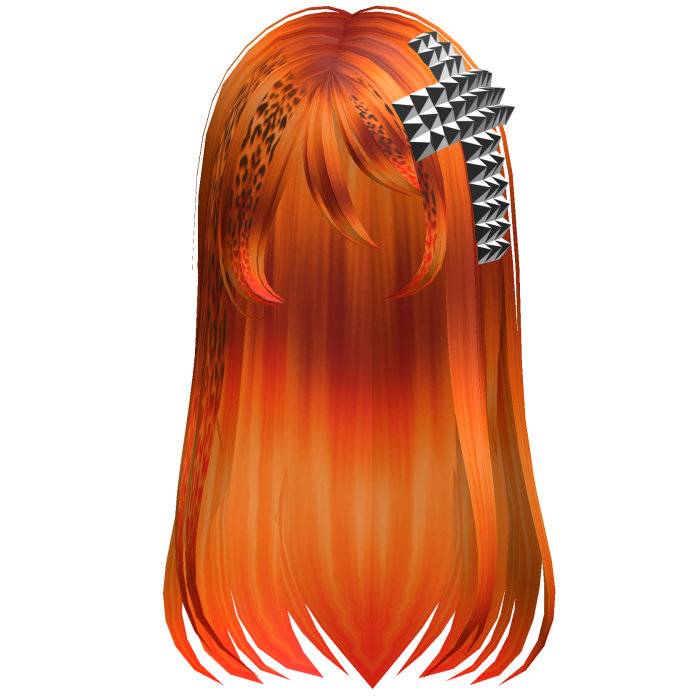 emo scene long hair w cross orange leopard