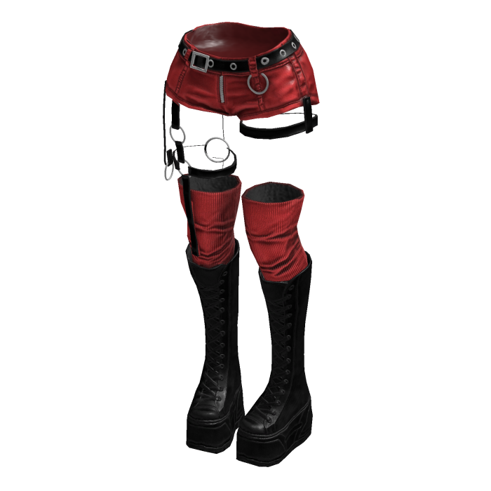 Gothic Emo Y2K Shorts boot straps (Red Black)