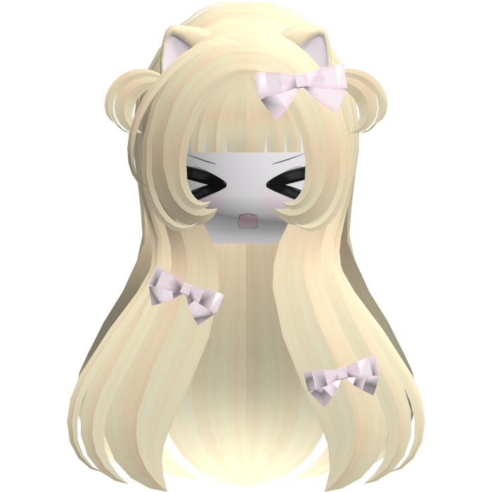 Kawaii Blonde Long Flowy Hair /w Bows