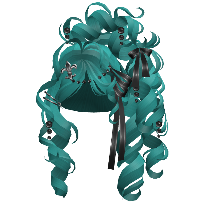 🎀Gothic Coquette Doll Spiral Curls Bows Cyan