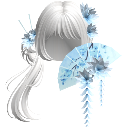 Side Ponytail w/ Cherry Blossoms & Fan