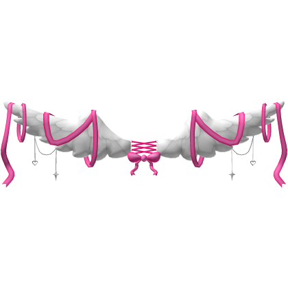 [ALWCR9] Angel Lace Ribbon Wings - White Hot Pink