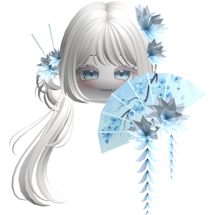 Side Ponytail w/ Cherry Blossoms & Fan