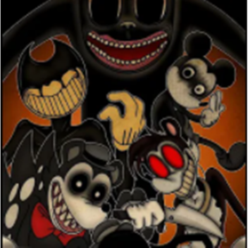 Area 51 with sad mouse, cartoon cat, bendy, skitzo