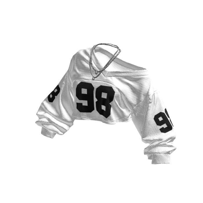 White Y2K Off-Shoulder Cropped Jersey