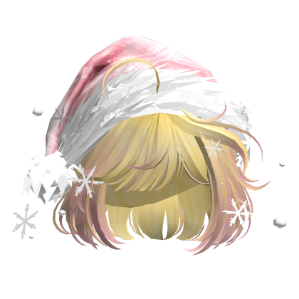 Christmas Cute Hair w/Santa Hat (Yellow Pink) Roblox item