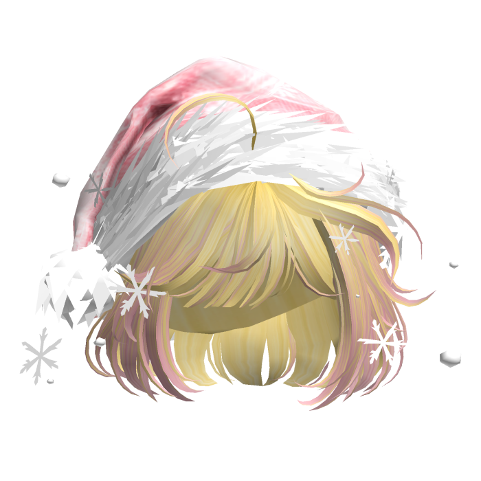 Christmas Cute Hair w/Santa Hat (Yellow Pink)