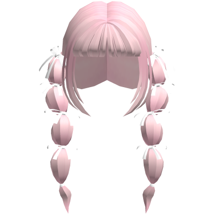 pink long cute bubble braids w/ bows Roblox item