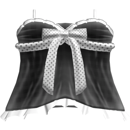 cute white n black polka dot bow doll dress Roblox item