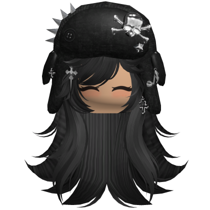 Black Emo Messy Punk Hair W Black Spiked Ushanka 