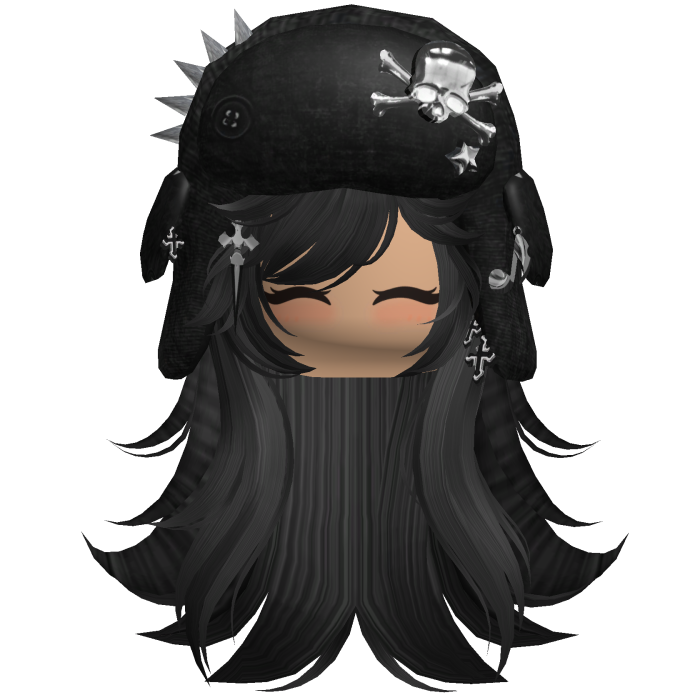 Black Emo Messy Punk Hair W Black Spiked Ushanka 