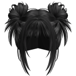 Black Spikey Messy Anime Buns 