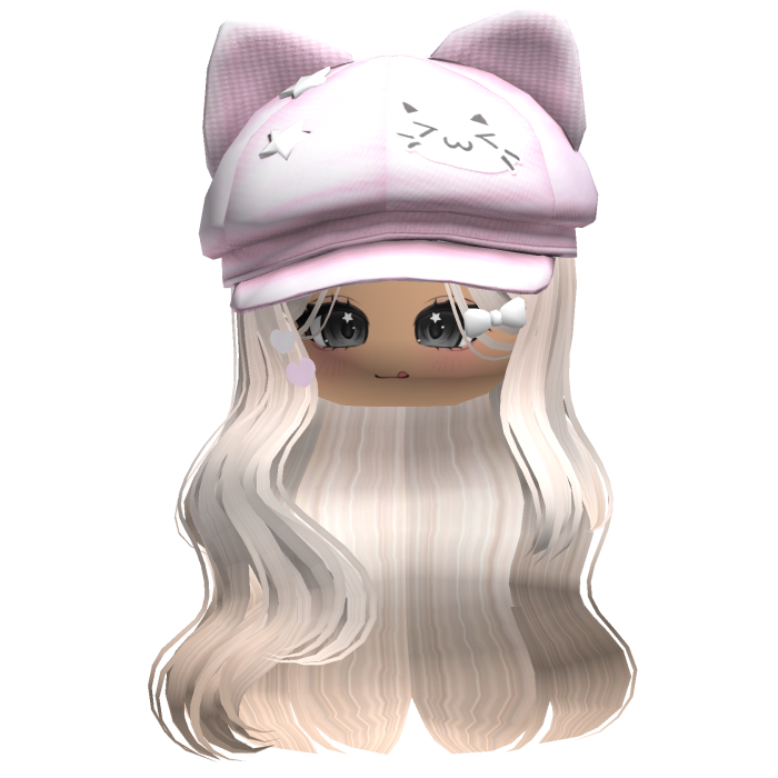 Beige Kitty Ears Cap Wavy Hair