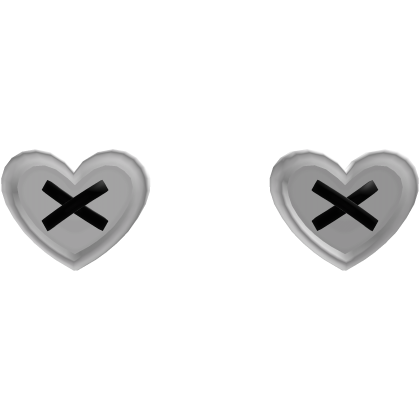 white and black heart button eyes