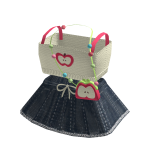 Cute Denim & Red Apple Igari Mori Kei Dress