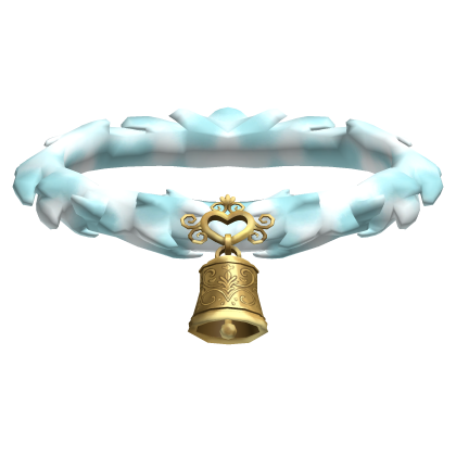 Cow Choker Neck Fur w stylized Bell | White & Blue Roblox item