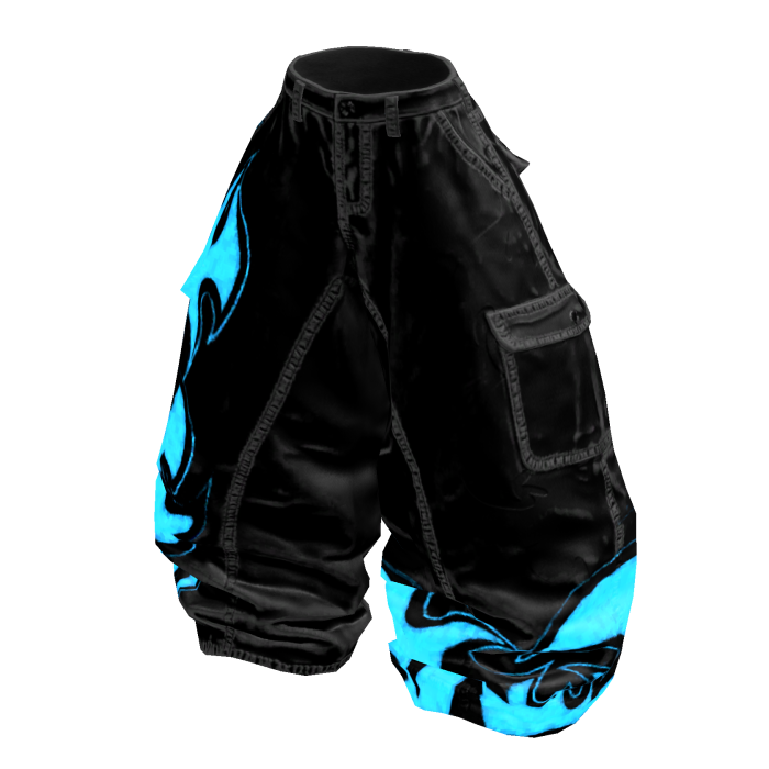 [GLOWING] Blue Flame Black Baggy Jeans Emissive