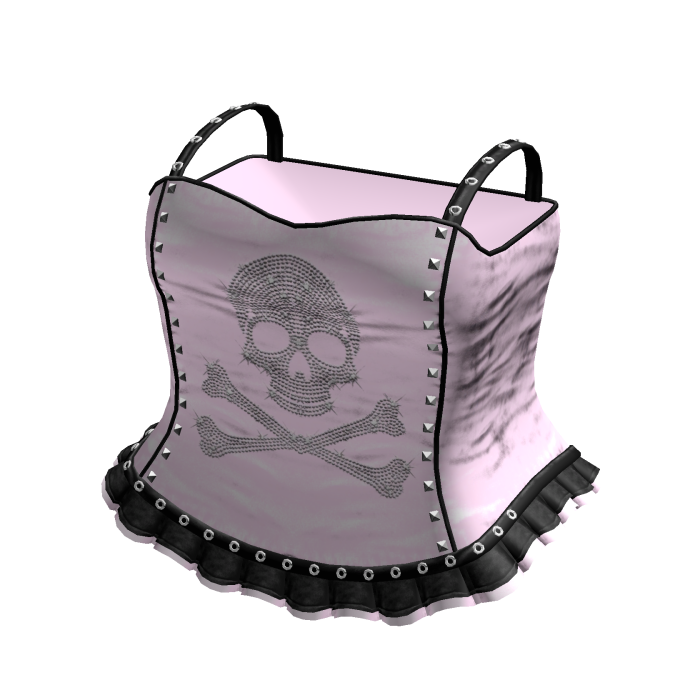 Emo Pink/Black Rhinestone Skull Dress