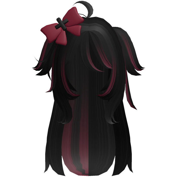 y2k goth black red hair w/ bow
