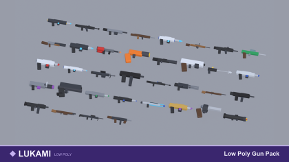 Low Poly Gun Pack Guns Rifles Pistols Sci-Fi preview 1