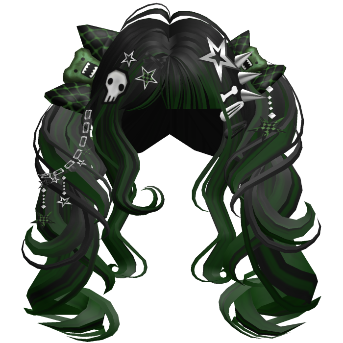 ♡ Scene Fluffy Gyaru Pigtails (Green)