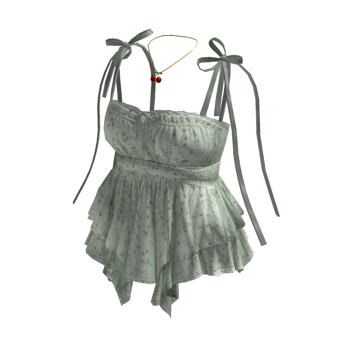 Plaid Peplum Top with Bow Straps (Green)
