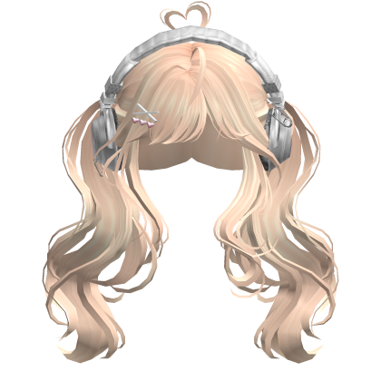 Cute Wavy Pigtails w/Headphonnes (Blonde)