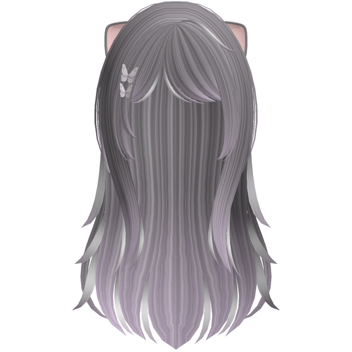 grey purple kawaii kitty moe long layered hair