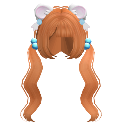♡ ginger hime wavy pigtails w bijou ears