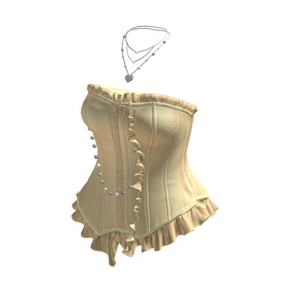 Strapless Corset Top with Ruffle Hem (Cream)